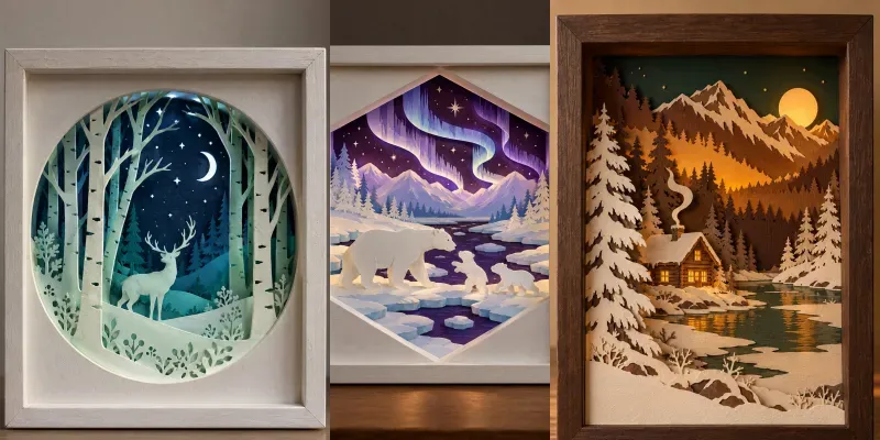 3D Layered Paper Cut Christmas Scenes