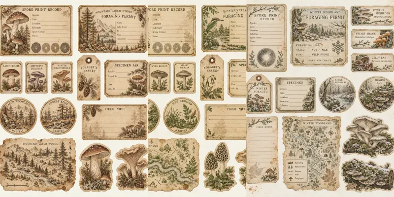 Mushroom Forager Ephemera Sheets