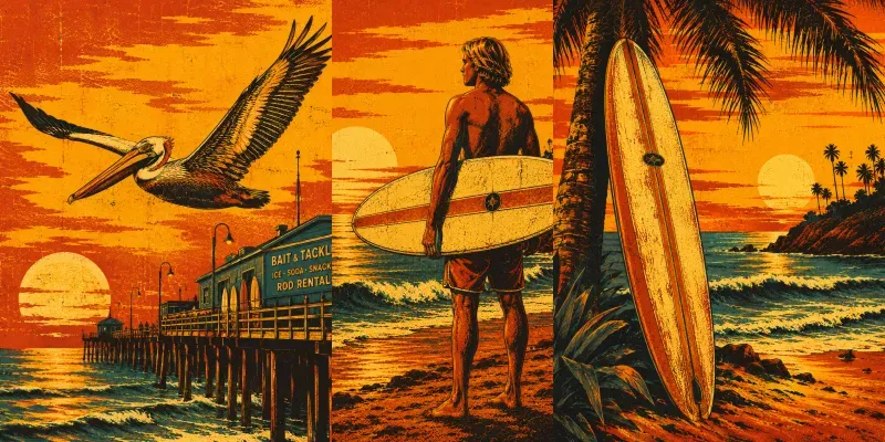 Retro Surf Style Apparel Graphics Pods generated by undefined