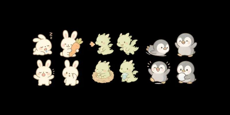 Cute Character Sticker Grid Packs generated by undefined