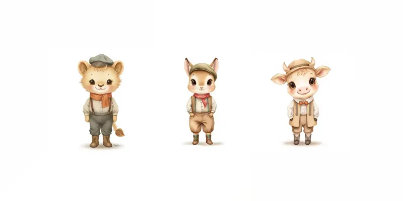 Vintage Storybook Animal Cliparts generated by undefined