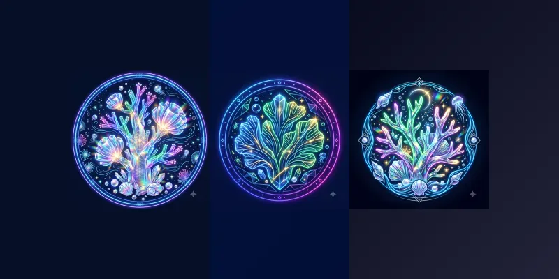 Neon Crystal Coral Emblems generated by undefined