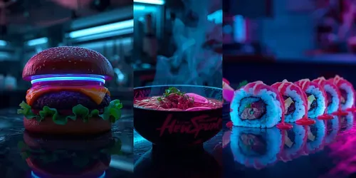 3D Cyberpunk Neon Futuristic Foods generated by leonardo