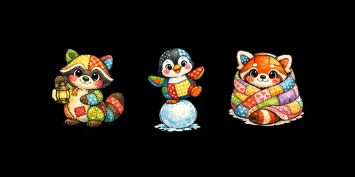 Whimsical Patchwork Animal Cliparts generated by chatgpt-image