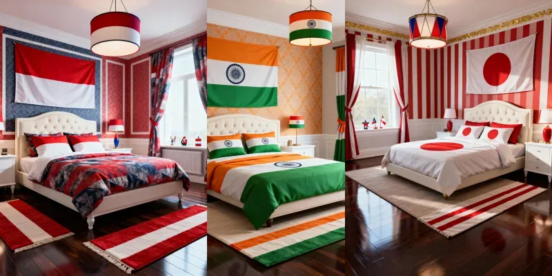 Flag Themed Bedroom Interiors generated by undefined