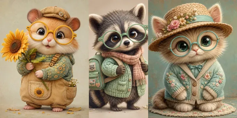 Whimsical Nerdy Animal Mascots generated by undefined