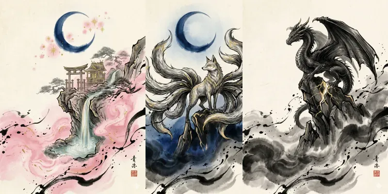 Ink Scroll Fantasy Illustrations generated by undefined