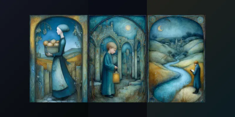 Poetic Blue Storybook Scenes generated by undefined