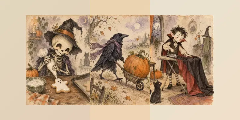 Whimsical Halloween Junk Journal Art generated by undefined