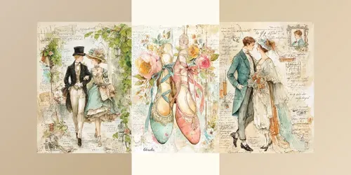 Vintage Wedding Junk Journal Artworks generated by midjourney
