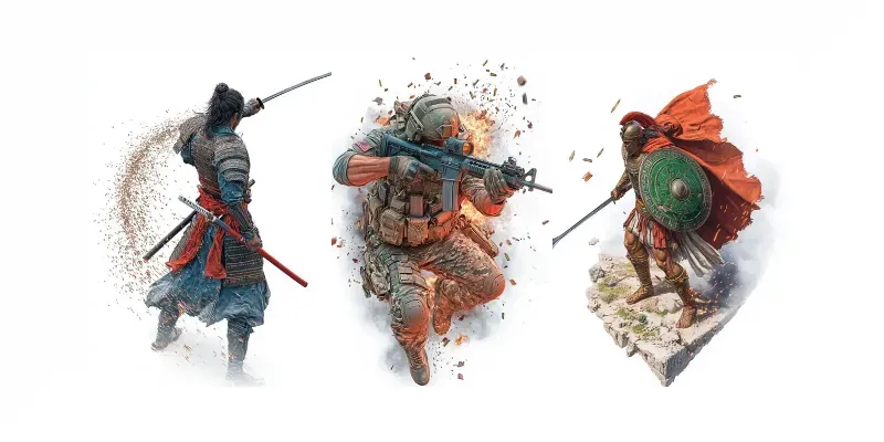 Realistic Warriors In Action generated by undefined