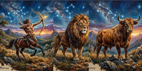 Celestial Zodiac Oil Paintings generated by gemini-image