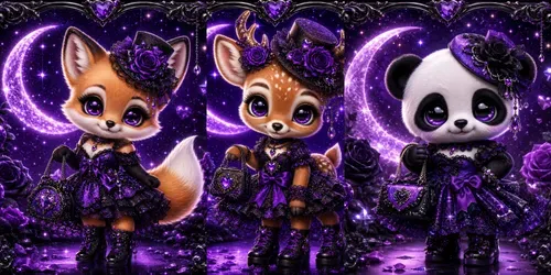 Kawaii Gothic Galaxy Animals generated by chatgpt-image