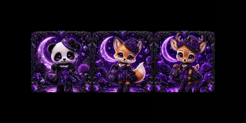 Kawaii Gothic Galaxy Animals generated by undefined