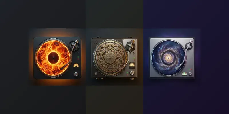 Vinyl Record Players Viewed From The Top generated by undefined