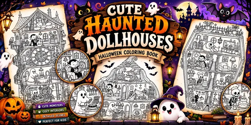 Halloween Dollhouse Coloring Books generated by undefined