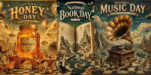 Surreal Vintage Celebration Poster Art generated by chatgpt-image