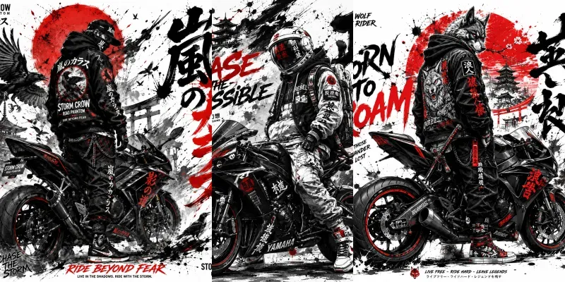 Japanese Street Art Biker Poster Kits generated by undefined