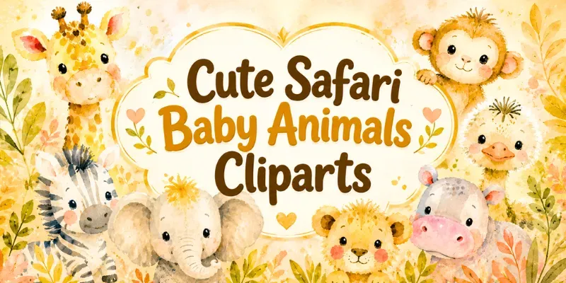 Cute Safari Baby Animals Cliparts generated by undefined