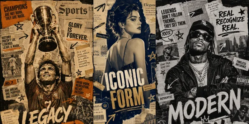 Vintage Newspaper Collage Portrait generated by undefined