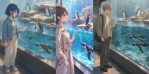 Soft Anime Penguin Visits generated by chatgpt-image