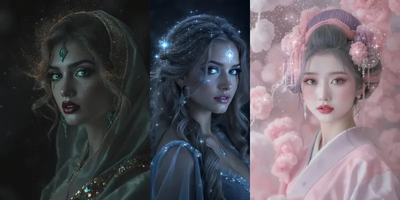Cosmic Galaxy Goddess Women Portraits generated by undefined