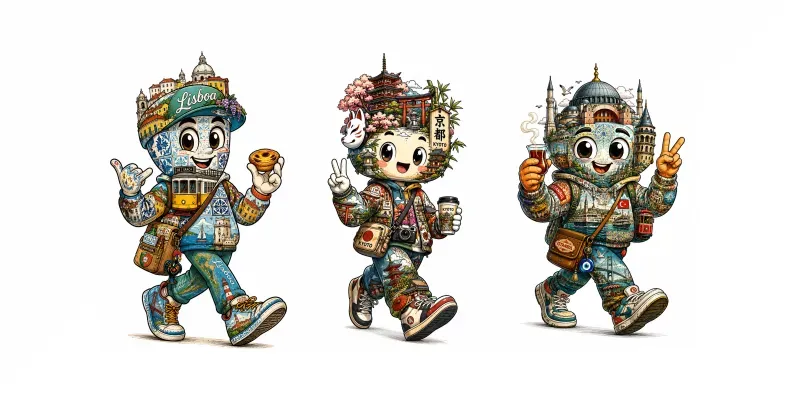 Cute Travel City Mascot Art generated by undefined
