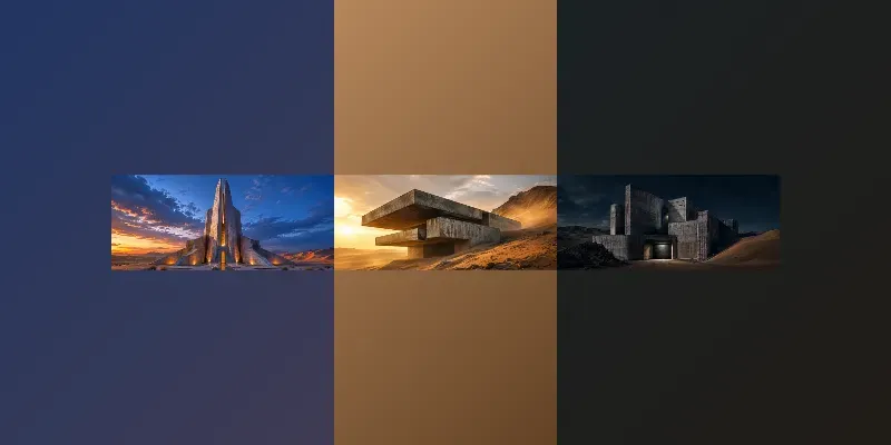Epic Desert Brutalism Large Wall Art generated by undefined