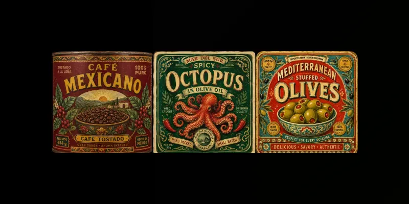 Retro Food Tin Packaging Art generated by undefined