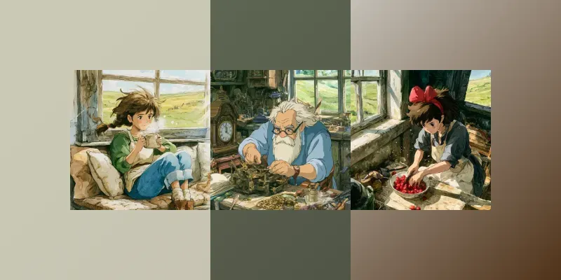 Cozy Ghibli Anime Illustrations generated by undefined