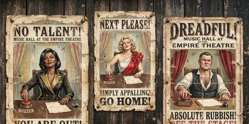 Vintage British Talent Judge Parodies generated by gemini-image