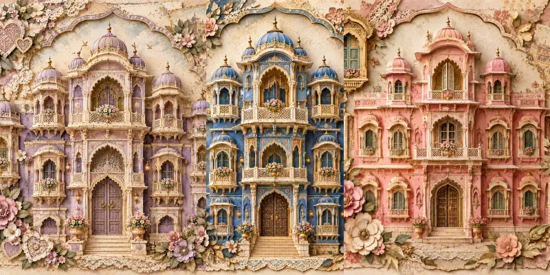 Cute Vintage Haveli Scrapbook Art