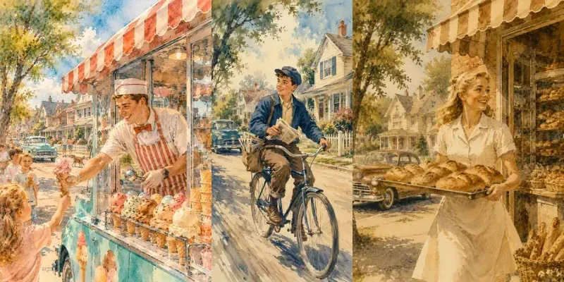 Suburb City Jobs In Motion Watercolors generated by undefined