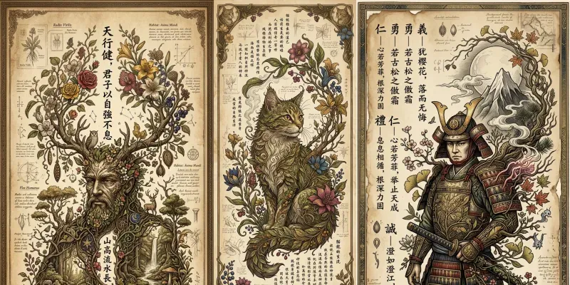 Dynamic Botanical Fantasy Scrolls generated by undefined
