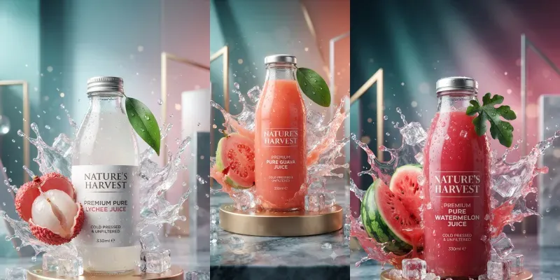 Premium 3D Fresh Fruit Juice Bottles generated by undefined