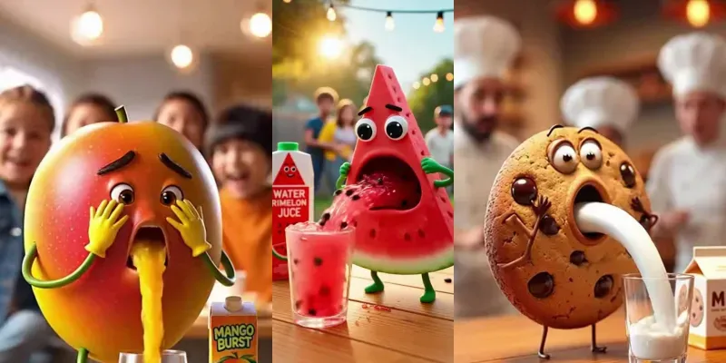 3D Animated Mangoes Vomiting Fresh Juice generated by undefined