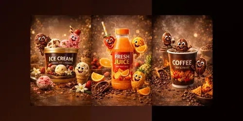 Premium Food Mascot Ads generated by chatgpt-image
