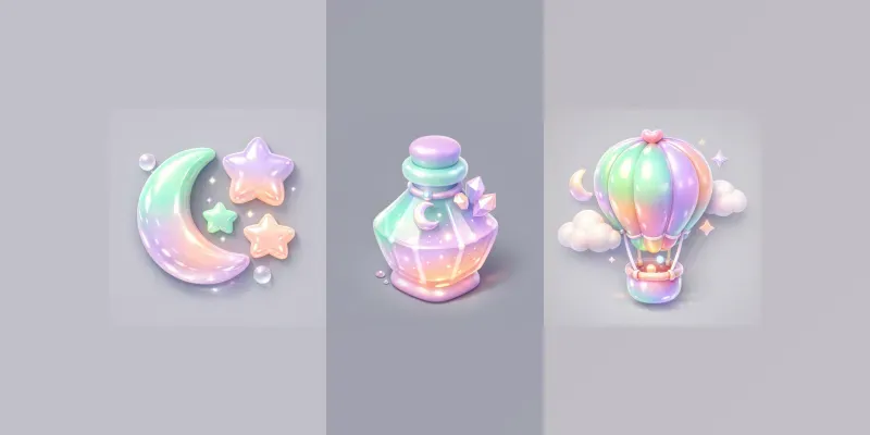 Pastel 3D Puffy Magic Icons generated by undefined