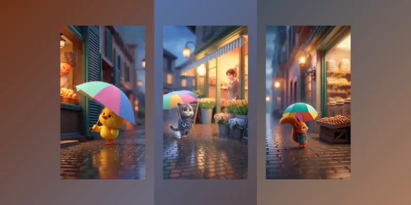 Cute Cinematic Animal Rain Videos generated by undefined