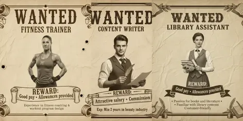 Wild West Vintage Job Ad Posters generated by gemini-image