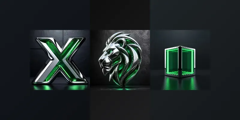 Modern 3D Chrome Emerald Glass Logos generated by undefined