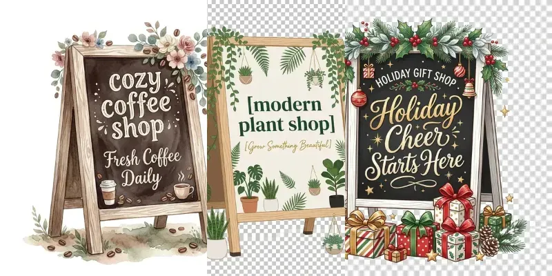 Aesthetic Sidewalk Sign Cliparts generated by undefined