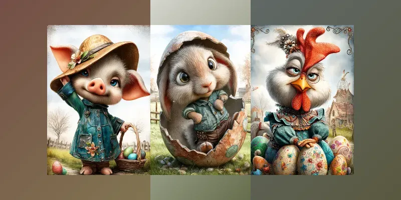 Cute Easter Farm Fantasy Illustrations