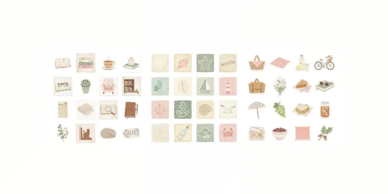 2d Flat Scrapbook 16in1 Icon Sheet