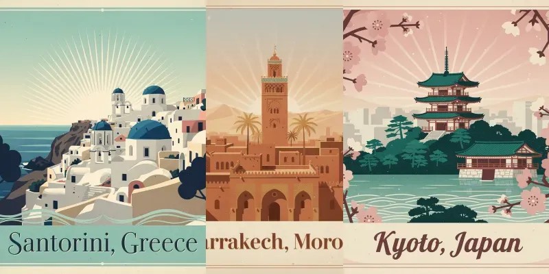 Vintage Travel Poster Illustrations generated by undefined