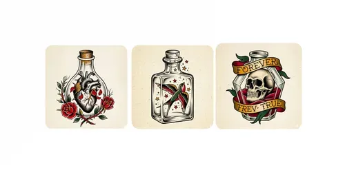 American Traditional Bottle Flashes generated by gemini-image