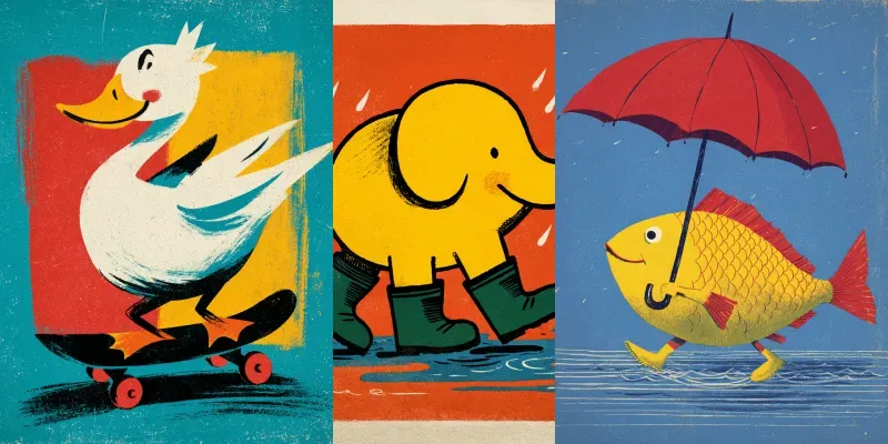 Vintage Picture Book Animal Illustrations generated by undefined