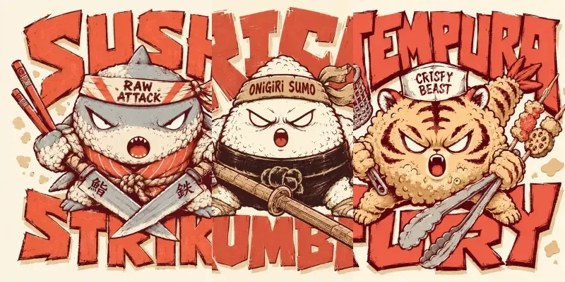 Japanese Streetwear Food Warrior Mascots generated by undefined