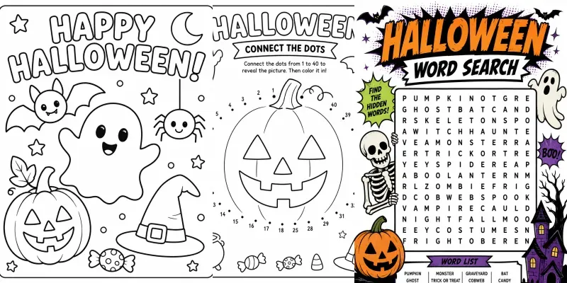 Spooky Halloween Kids Activity Printables generated by undefined