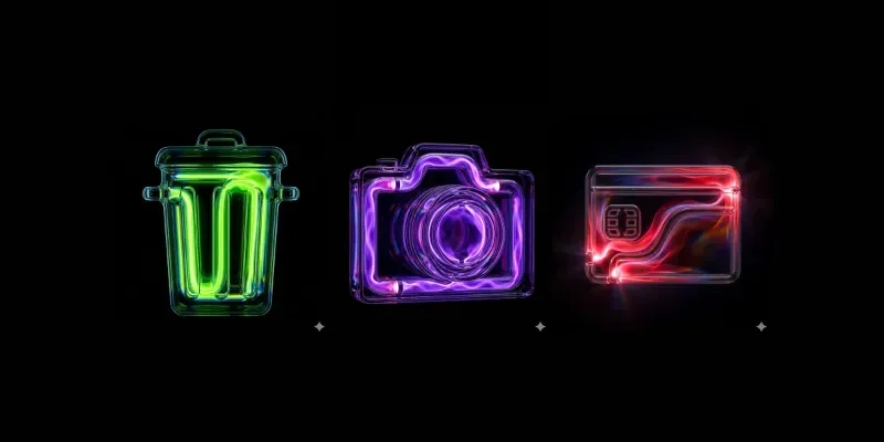 3D Cyberpunk Neon Glowing Icons generated by undefined
